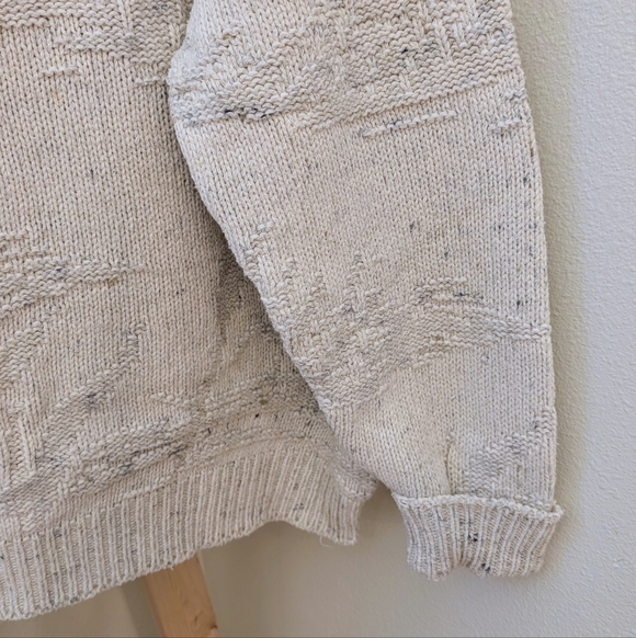 Vintage Embroidered Black Lab & Canoe Textured Chunky Crewneck Sweater In Ivory - Picture 4 of 12